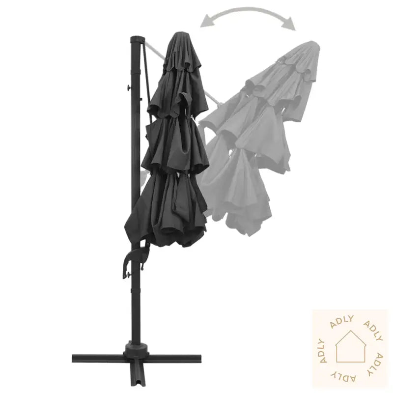 Hageparasoll Med Aluminiumsstang 4 Nivåer Antrasitt 3X3 M