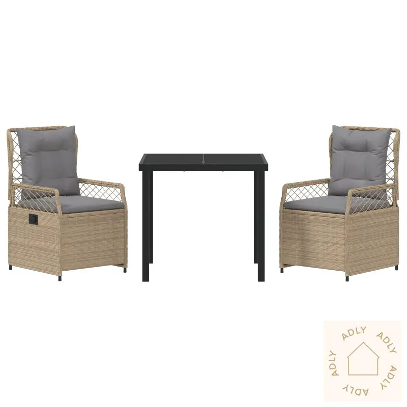 3-Delt Hage Spisebordsett Beige Poly Rattan