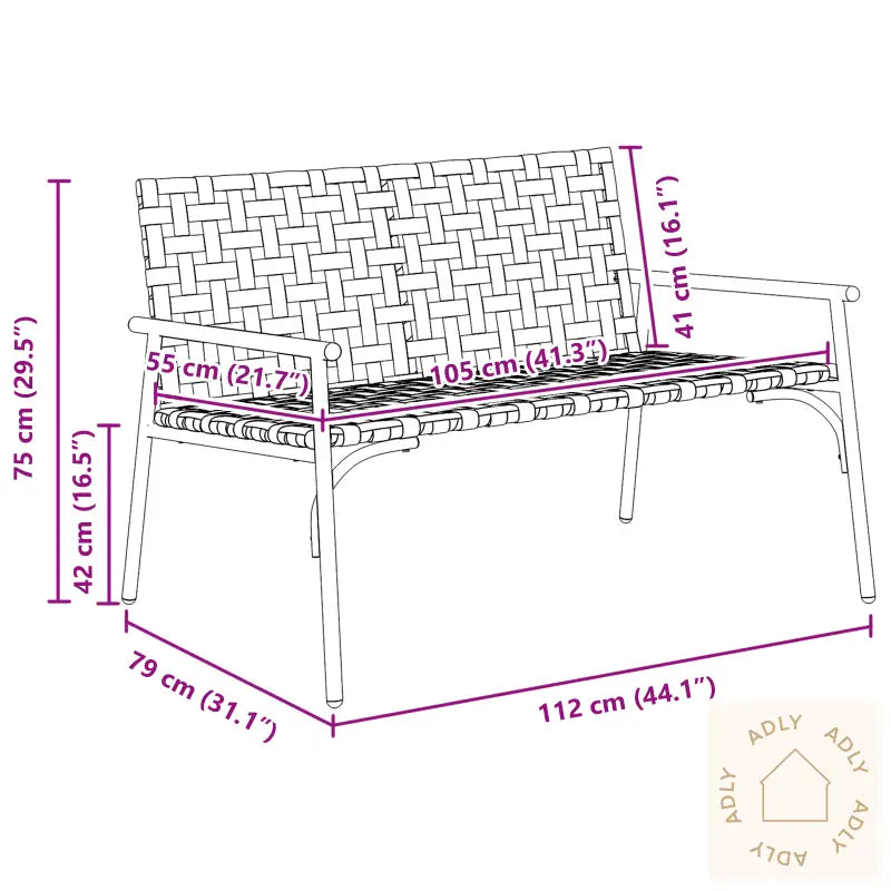 Hagebenk Svart 113X79X75 Cm Poly Rattan