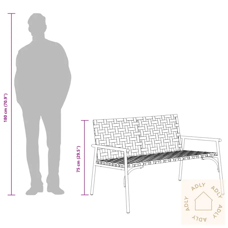 Hagebenk Svart 113X79X75 Cm Poly Rattan