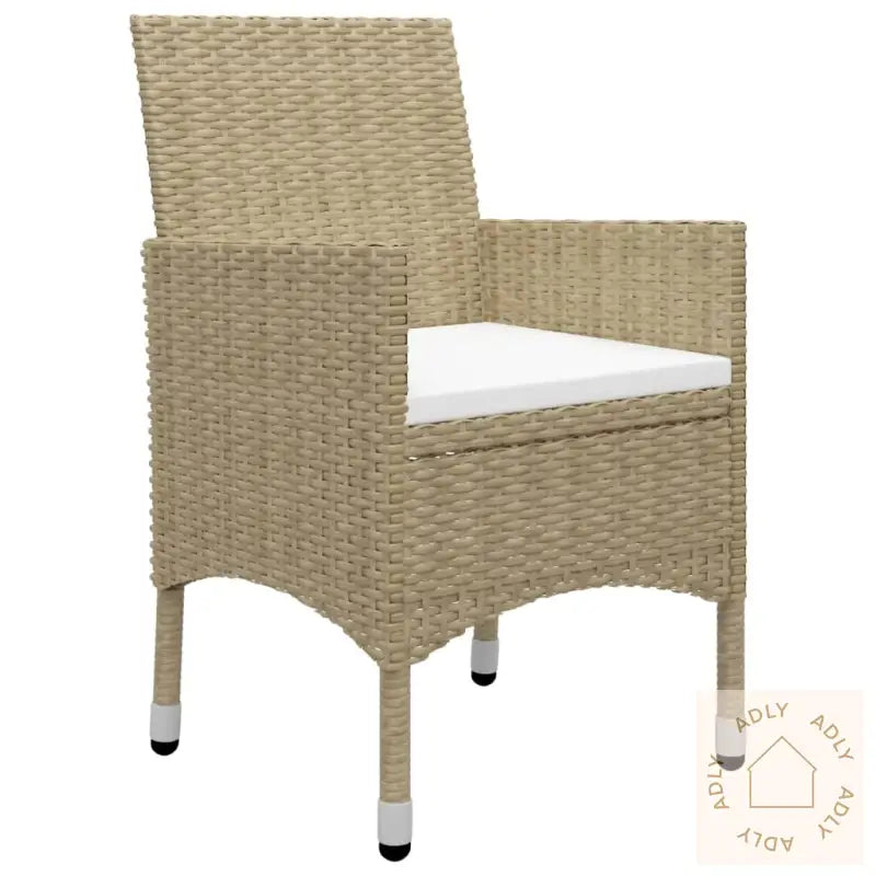 Hagebistrosett 3 Deler Polyrotting Og Herdet Glass Beige
