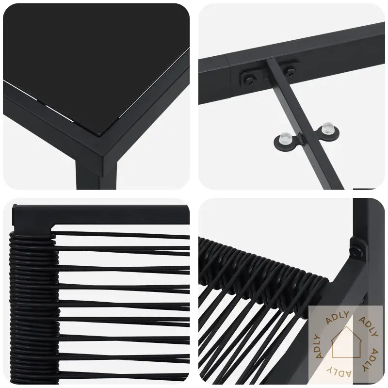 3 Delt Hage Spisebord Set Svart Pvc Flekk