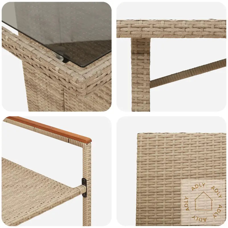 7-Delt Hage Spisebordsett Beige Polyrotting