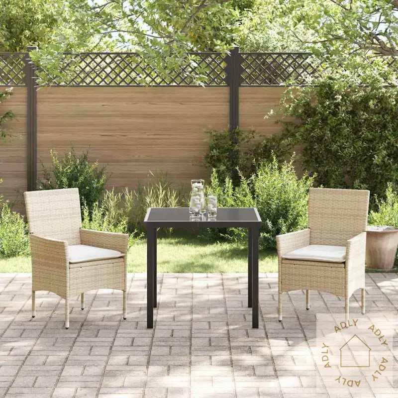 3-Delt Hagespise-Sett Med Pute, Beige Poly Rattan