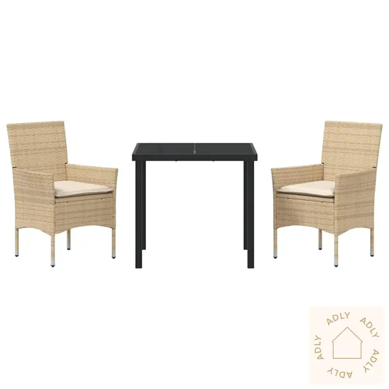 3-Delt Hagespise-Sett Med Pute, Beige Poly Rattan