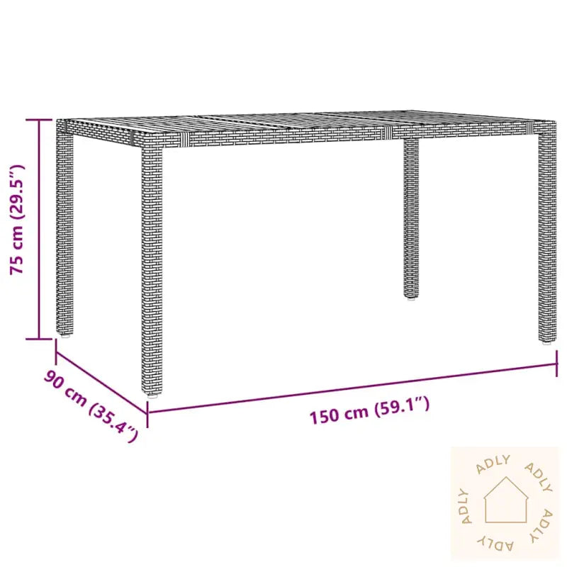 7 Deler Hage Spisebordsett Svart Poly Rattan