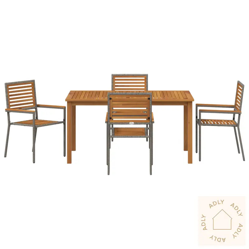 5-Delt Hage Spisegruppe Grå Polyrotting Akasietre