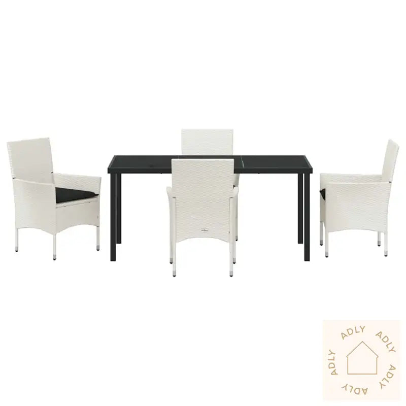 5-Delt Hagesett Med Puter, Hvit Poly Rattan
