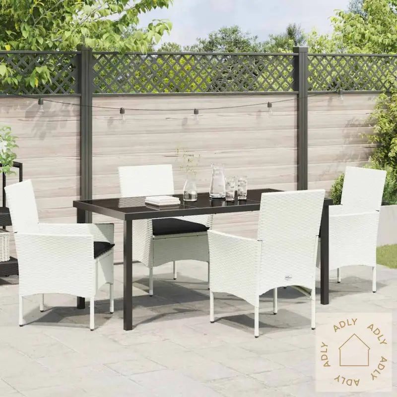 5-Delt Hagesett Med Puter, Hvit Poly Rattan