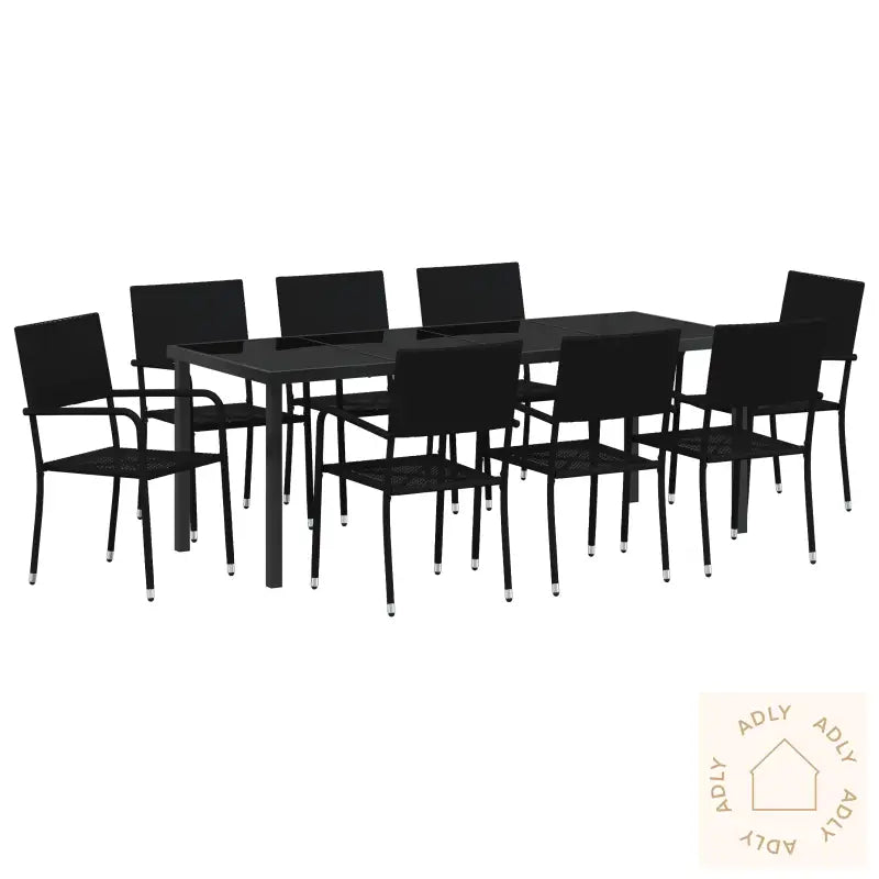 4-Delt Hage Spise Set Svart Poly Rattan