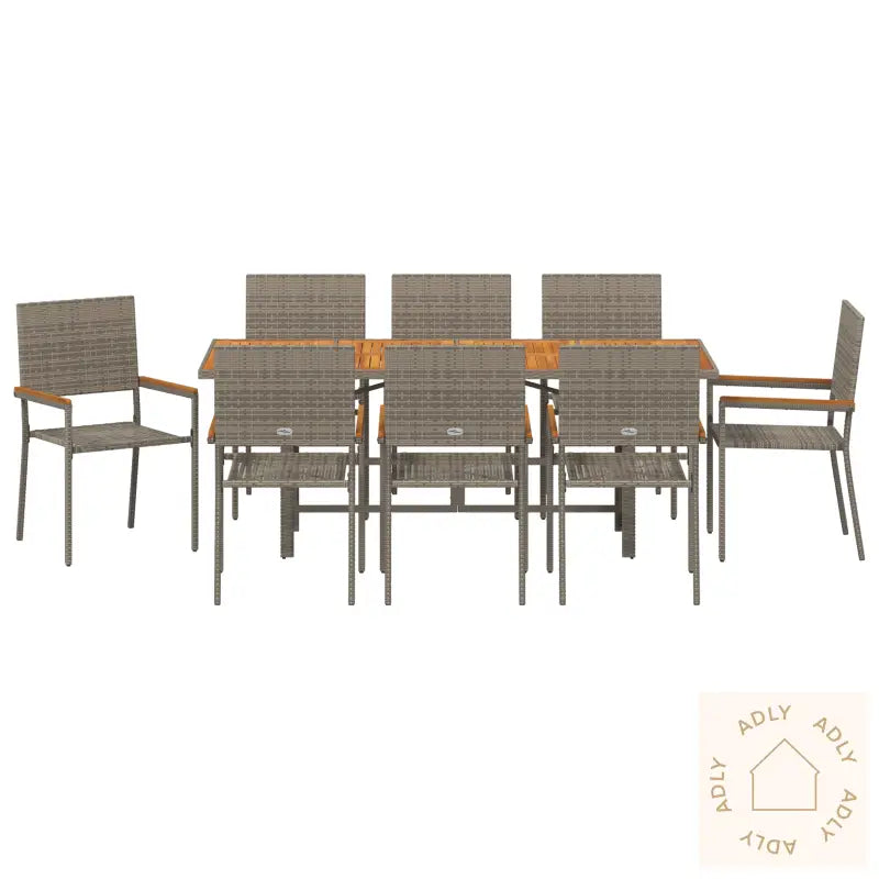 9-Delt Hage-Spisegruppe Grå Polyrotting