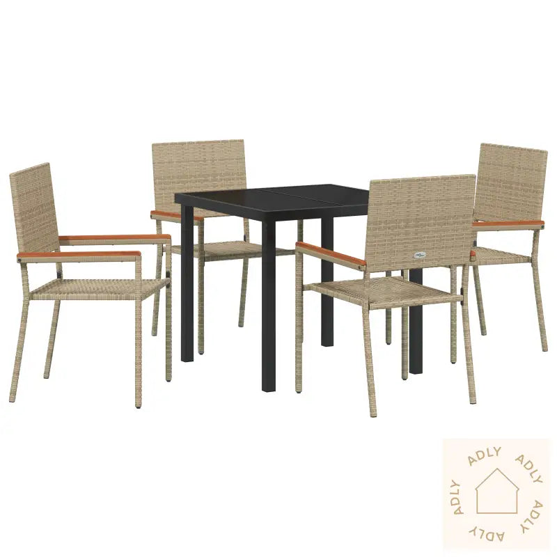 5 Delt Hage Spisegruppe Beige Poly Rattan