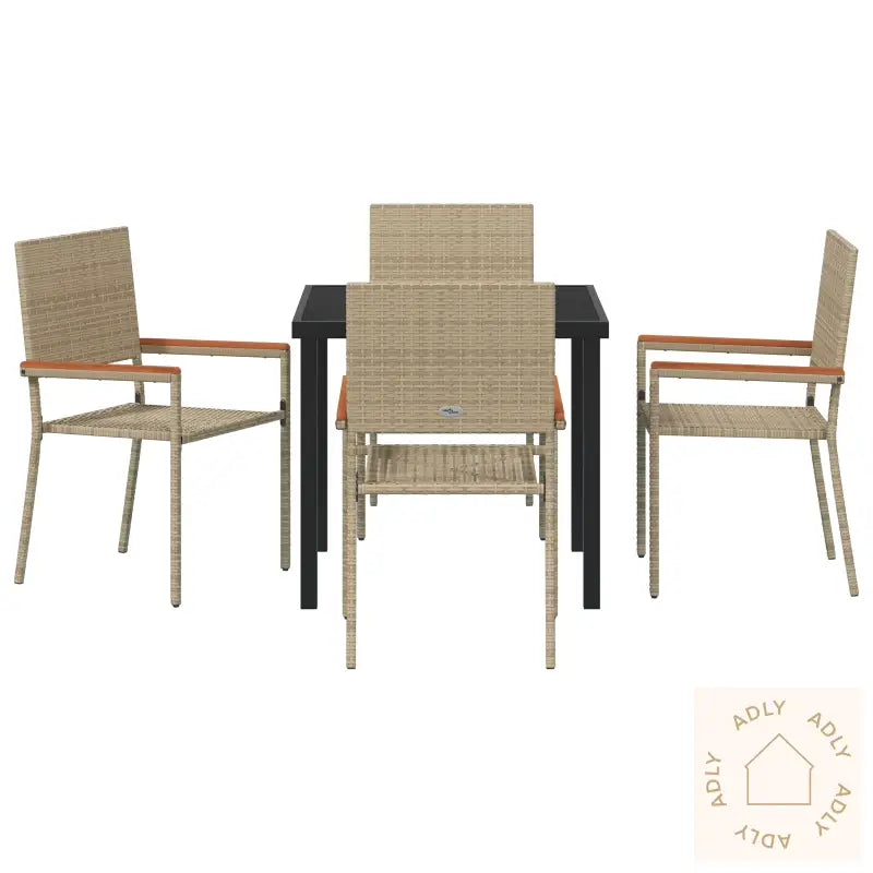 5 Delt Hage Spisegruppe Beige Poly Rattan