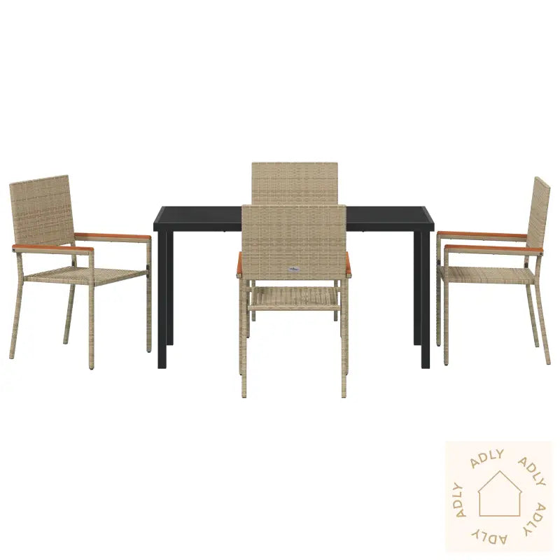 5 Delt Hage Spisesett Beige Poly Rottning