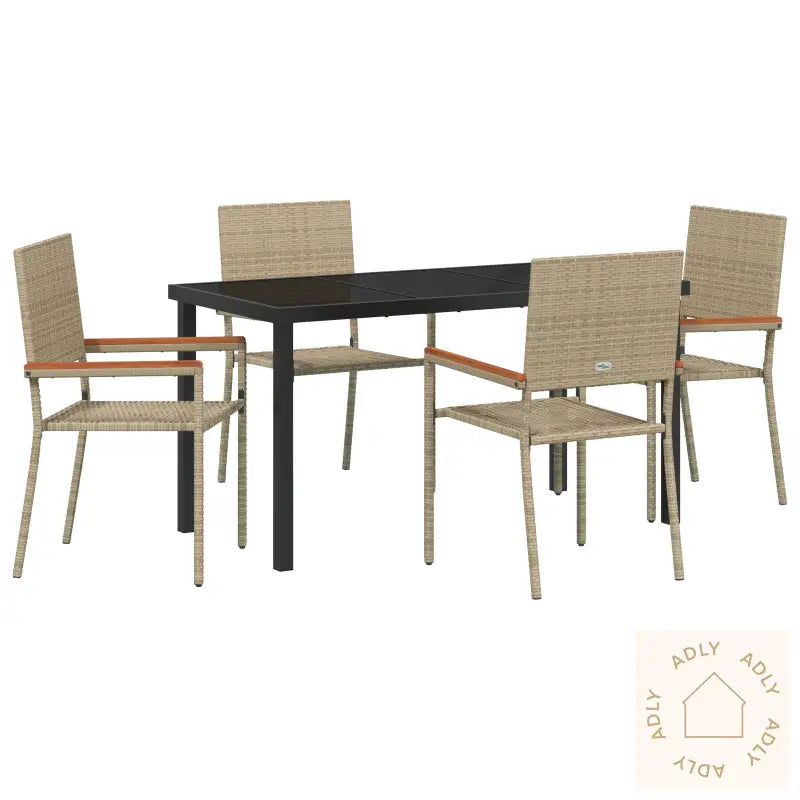 5 Delt Hage Spisesett Beige Poly Rottning