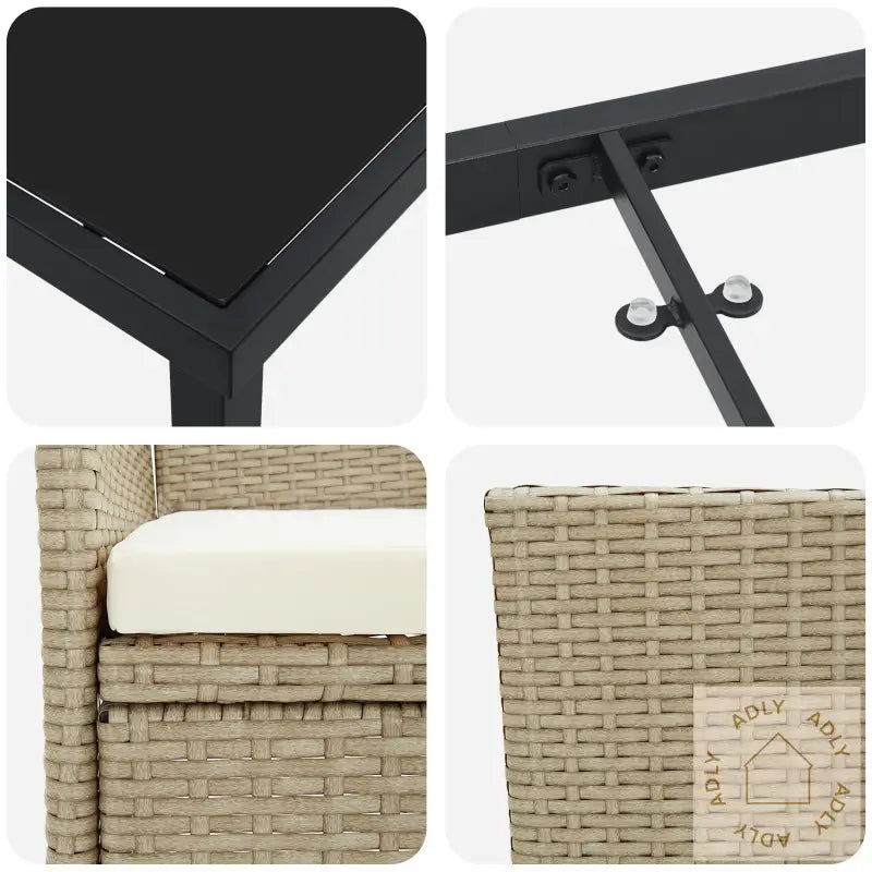 3 Del Hage Spise Sett Beige Poly Rattan