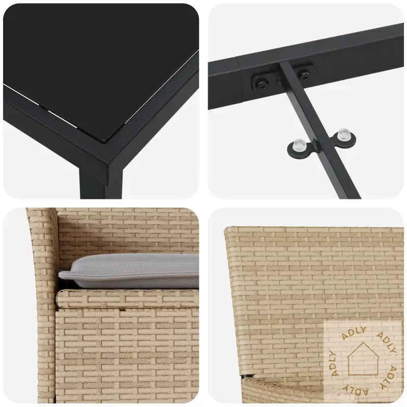 5 Dels Hage Spisestue Set Med Puter Beige Poly Rattan