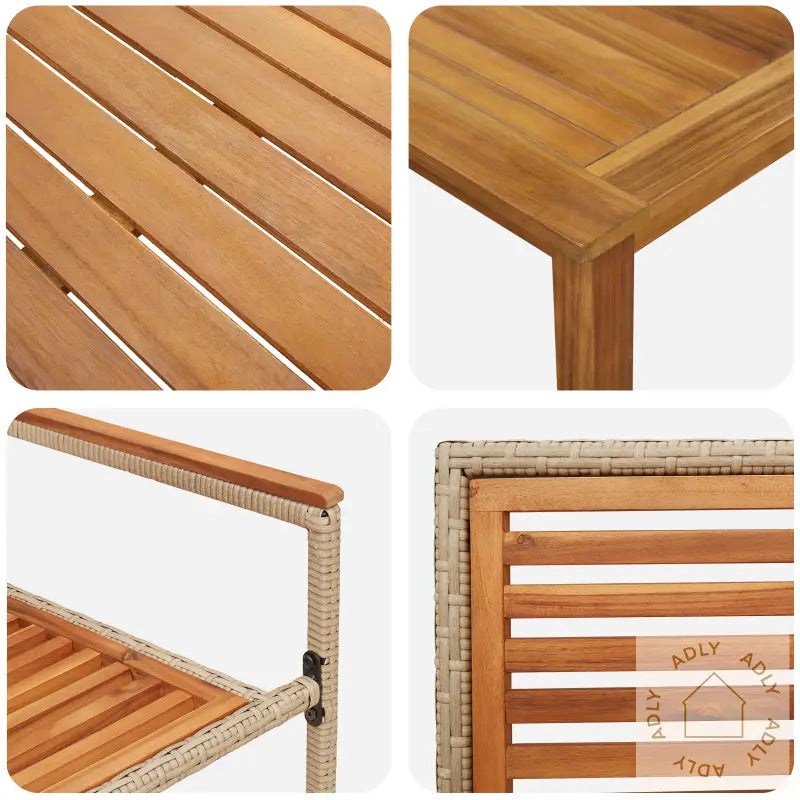 7-Delt Hage Spisestue Beige Poly Rattan Akasie