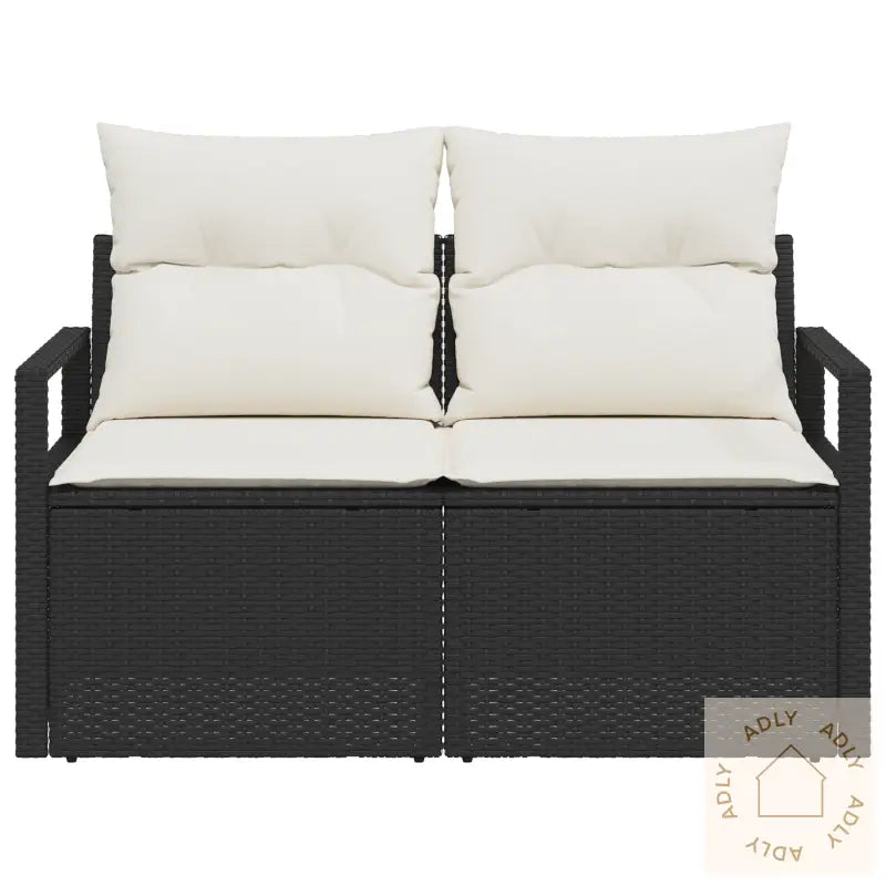 2-Seter Hage Sofa Med Puter Svart Poly Ratt