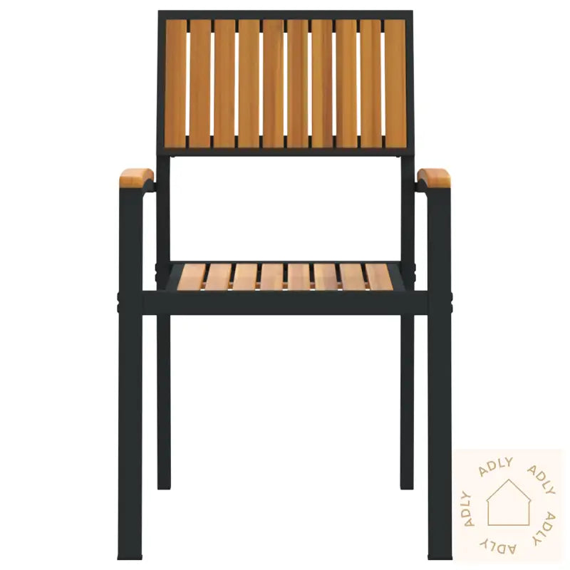 Stabelbare Hage Stoler 8 Stk Svart Stål Og Solid Tre Akasiet