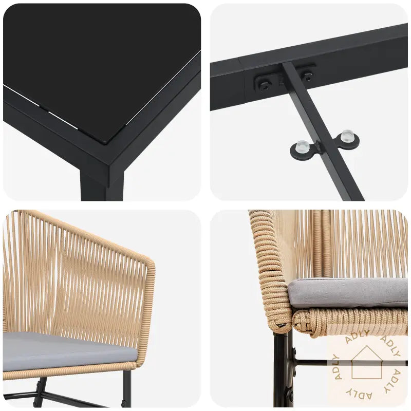 3 Delt Hagemøbelsett Med Puter Brun Poly Rattan