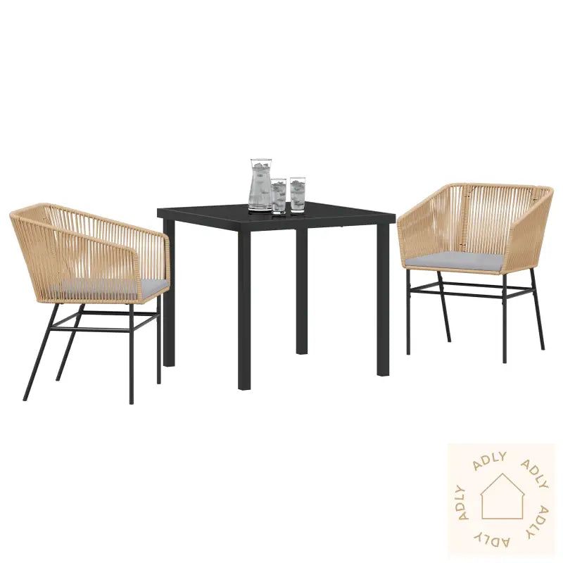 3 Delt Hagemøbelsett Med Puter Brun Poly Rattan