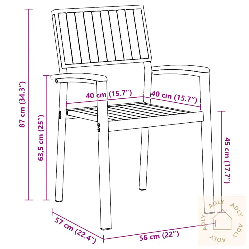 Stable Hage Stoler 6 Stk Svart Stål Og Massivt Akasietre