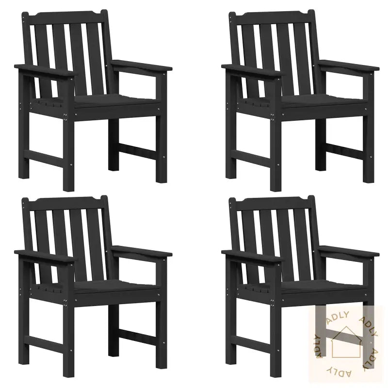 Hagemøbelsett 4 Stk Svart 65,5X55,5X88 Cm Hdpe