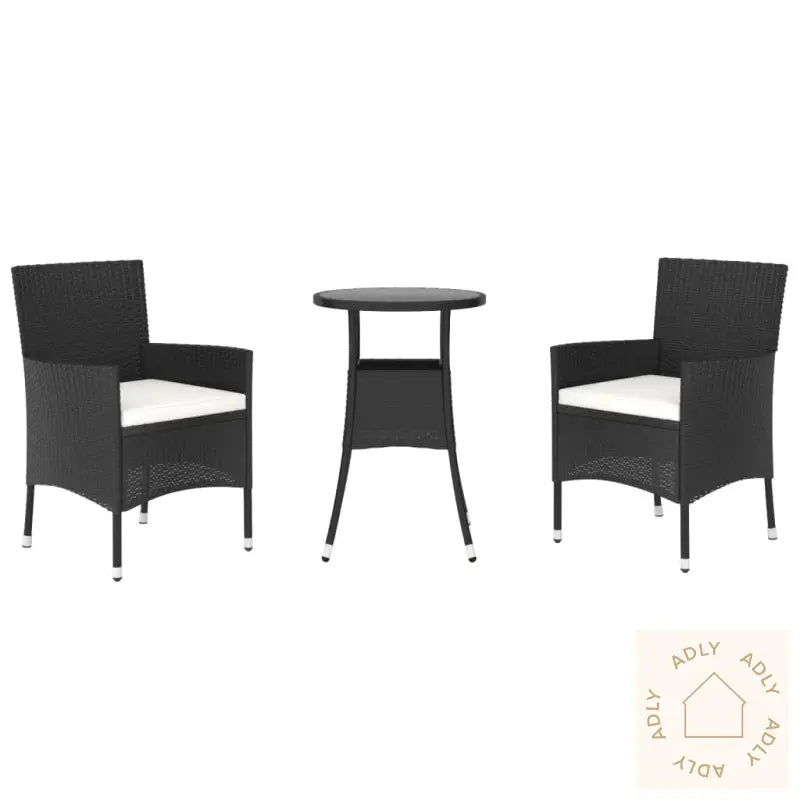 Hagebistrosett Med Puter 3 Deler Svart Polyrotting