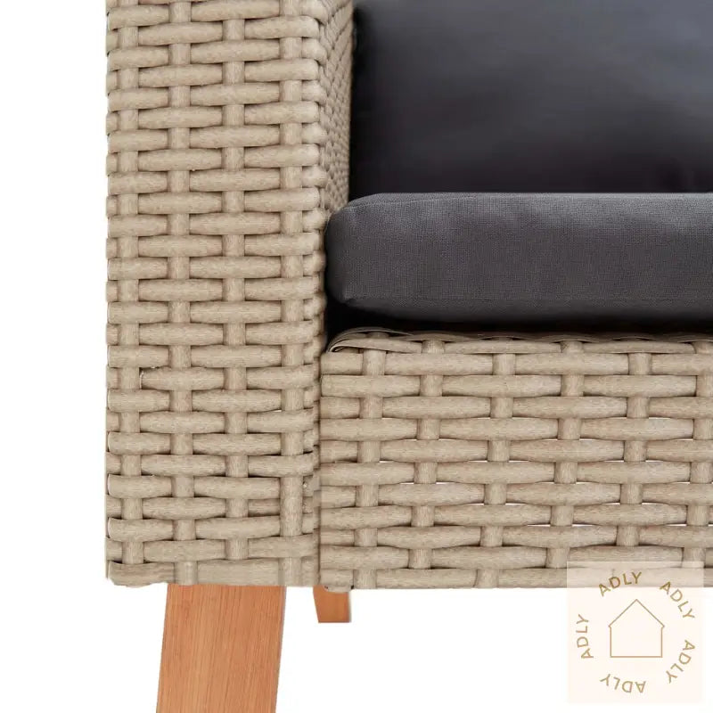 Utendørs Enkeltsofa Med Puter Polyrotting Beige