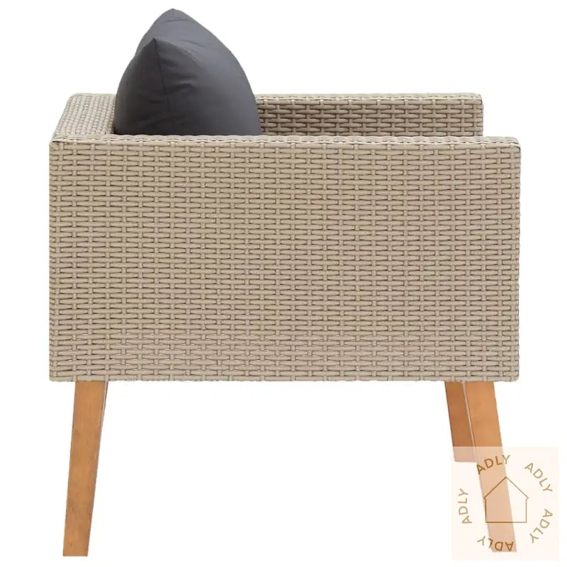 Utendørs Enkeltsofa Med Puter Polyrotting Beige