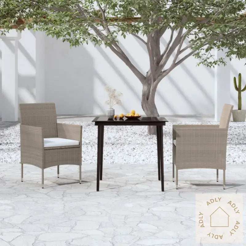 Hagespisegruppe Med Puter 3 Deler Beige Og Svart