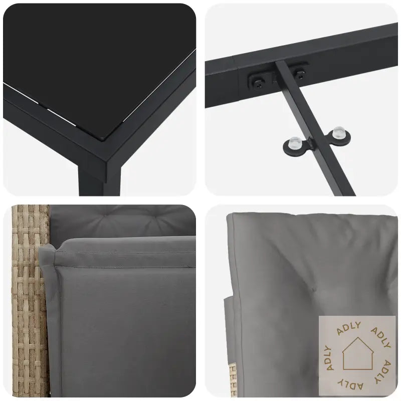 5 Delers Hagemøbelsett Med Puter Beige Poly Rattan