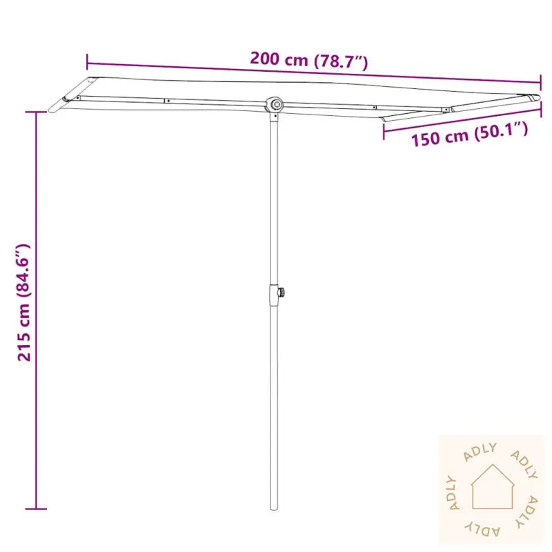 Hageparasoll Med Aluminiumsstang 2X1,5 M Grønn