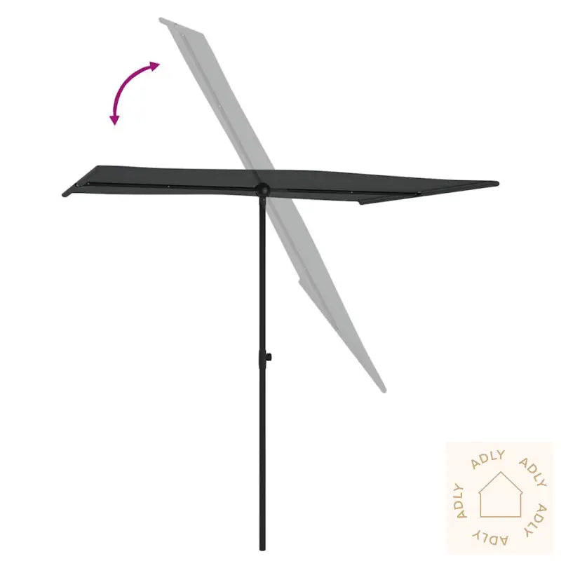 Hageparasoll Med Aluminiumsstang 2X1,5 M Antrasitt