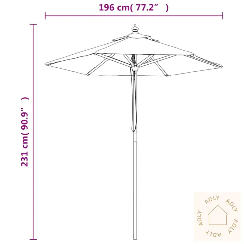 Hageparasoll Med Trestang Sand 196X231 Cm