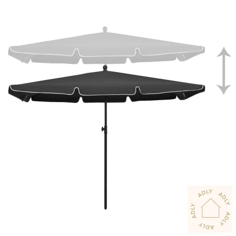 Hageparasoll Med Stang 210X140 Cm Antrasitt