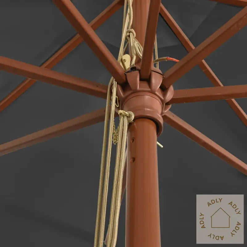 Hageparasoll Med Trestang Antrasitt 400X273 Cm