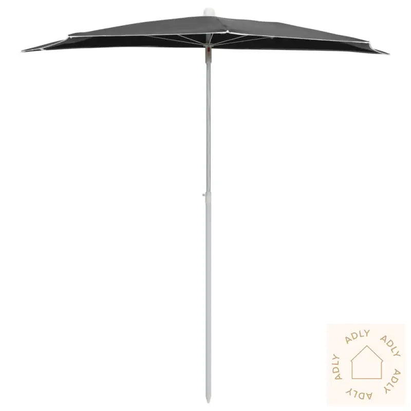 Halvrund Parasoll Med Stang 180X90 Cm Antrasitt