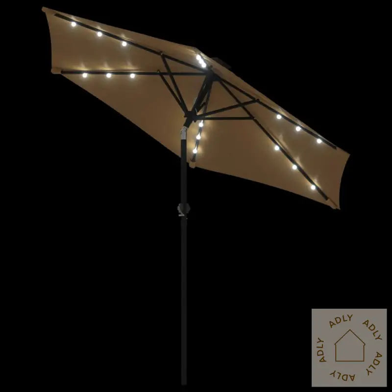 Hageparasoll Med Led Og Stålstang Gråbrun 225X225X212 Cm