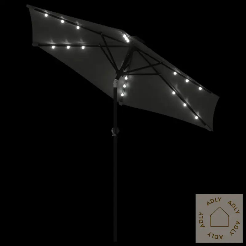Hageparasoll Med Led Og Stålstang Antrasitt 225X225X212 Cm