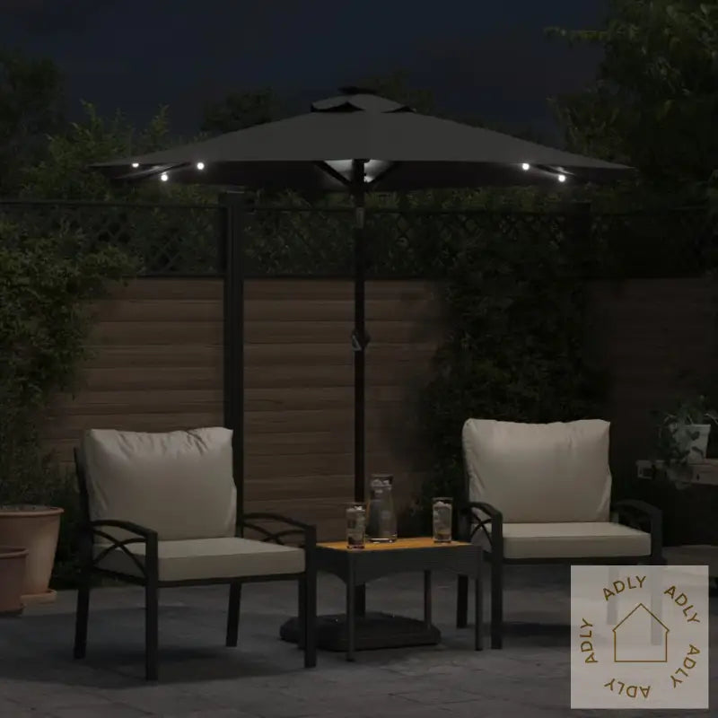Hageparasoll Med Led Og Stålstang Antrasitt 225X225X212 Cm
