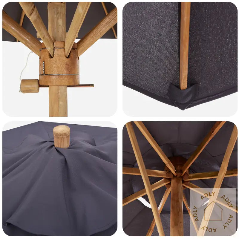 Hageparasol Mørk Grå 150X210 Cm Bambus