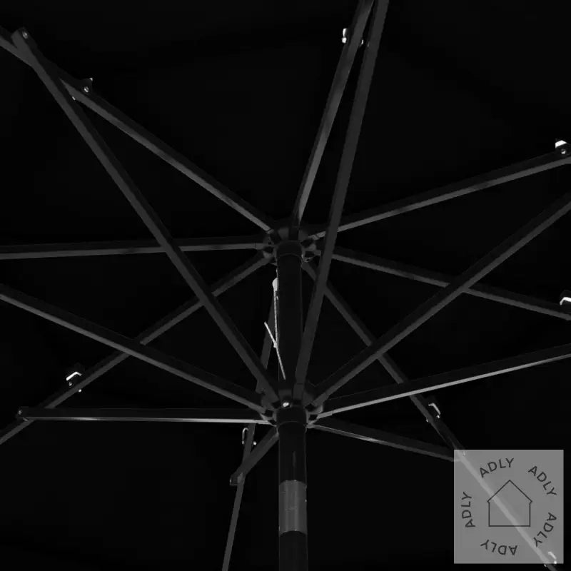 Hageparasoll Med Aluminiumsstang 3 Nivåer Svart 3 M