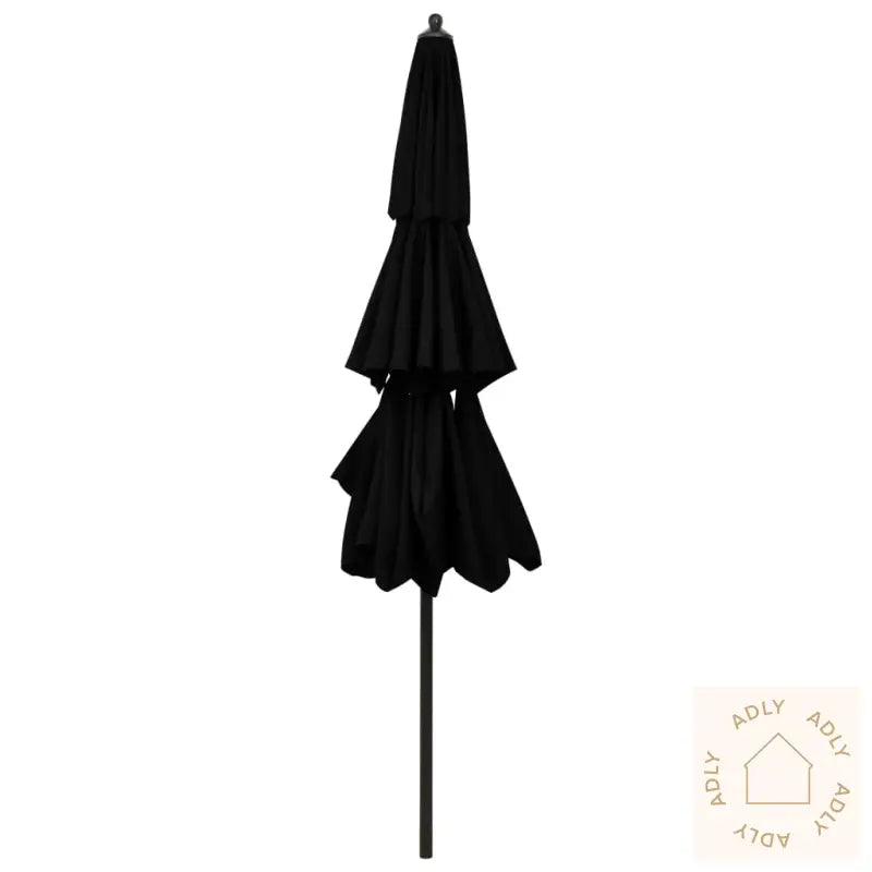 Hageparasoll Med Aluminiumsstang 3 Nivåer Svart 3 M