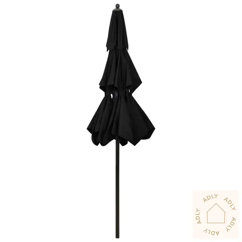 Hageparasoll Med Aluminiumsstang 3 Nivåer Svart 2,5 M