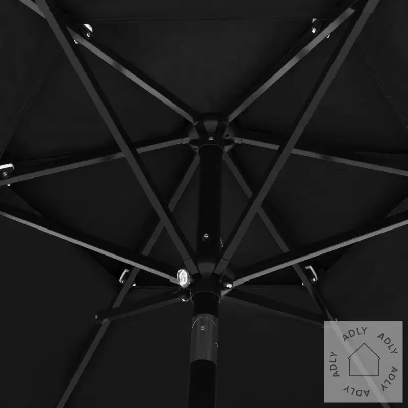 Hageparasoll Med Aluminiumsstang 3 Nivåer Svart 2,5 M