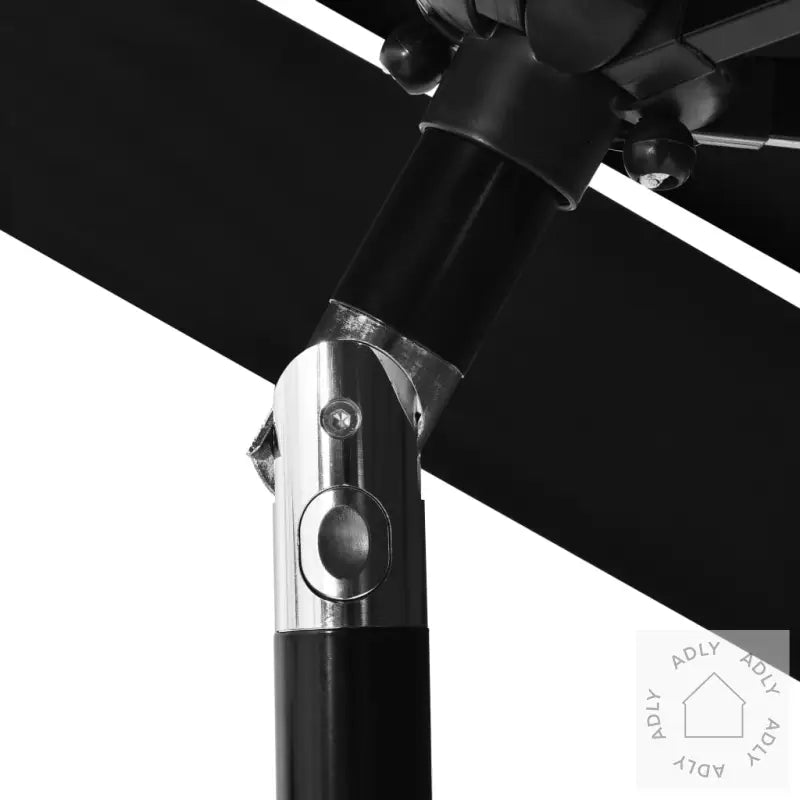 Hageparasoll Med Aluminiumsstang 3 Nivåer Svart 2,5 M