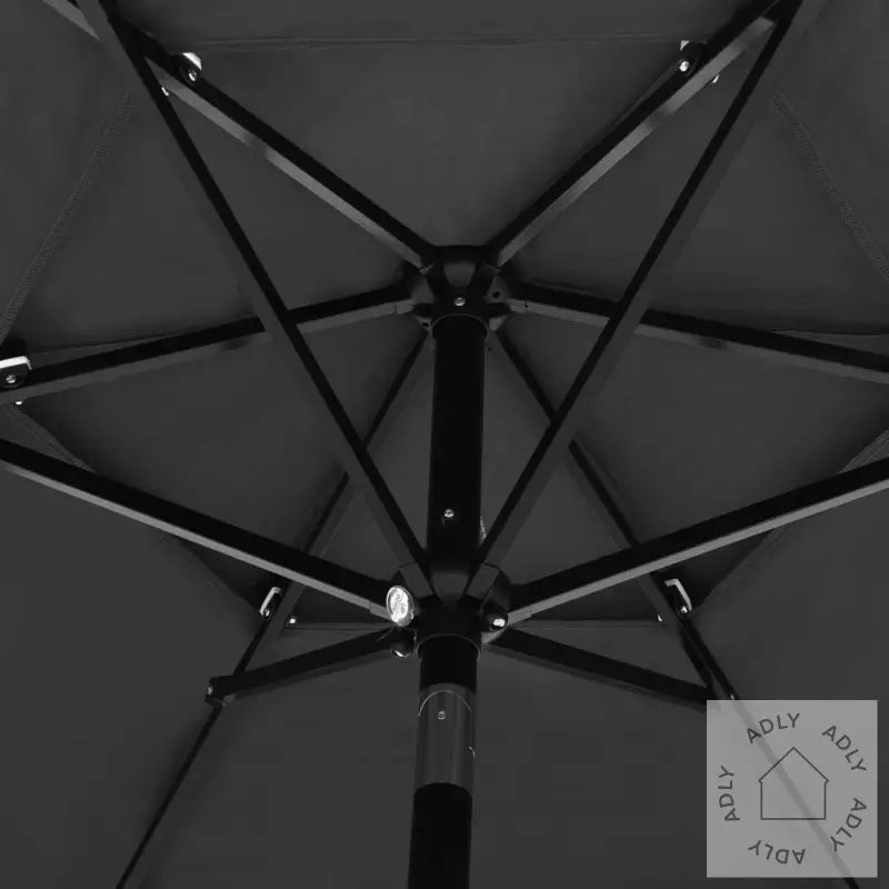 Hageparasoll Med Aluminiumsstang 3 Nivåer Antrasitt 2,5 M