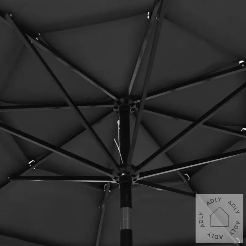 Hageparasoll Med Aluminiumsstang 3 Nivåer Antrasitt 3 M
